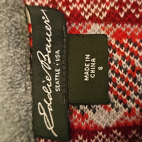 EDDIE BAUER NORDIC FULL ZIPPER ZIP UP SNOWFLAKES RED WHITE GRAY BLACK ME… - Picture 9 of 10